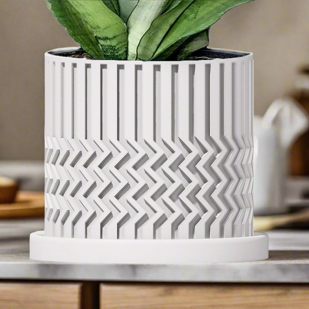 Minimalist Zig-Zag 3D Printed Planter | Eco-Friendly